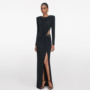 Self portrait BLACK RHINESTONE EMBELLISHED MAXI DRESS $970 New without tag